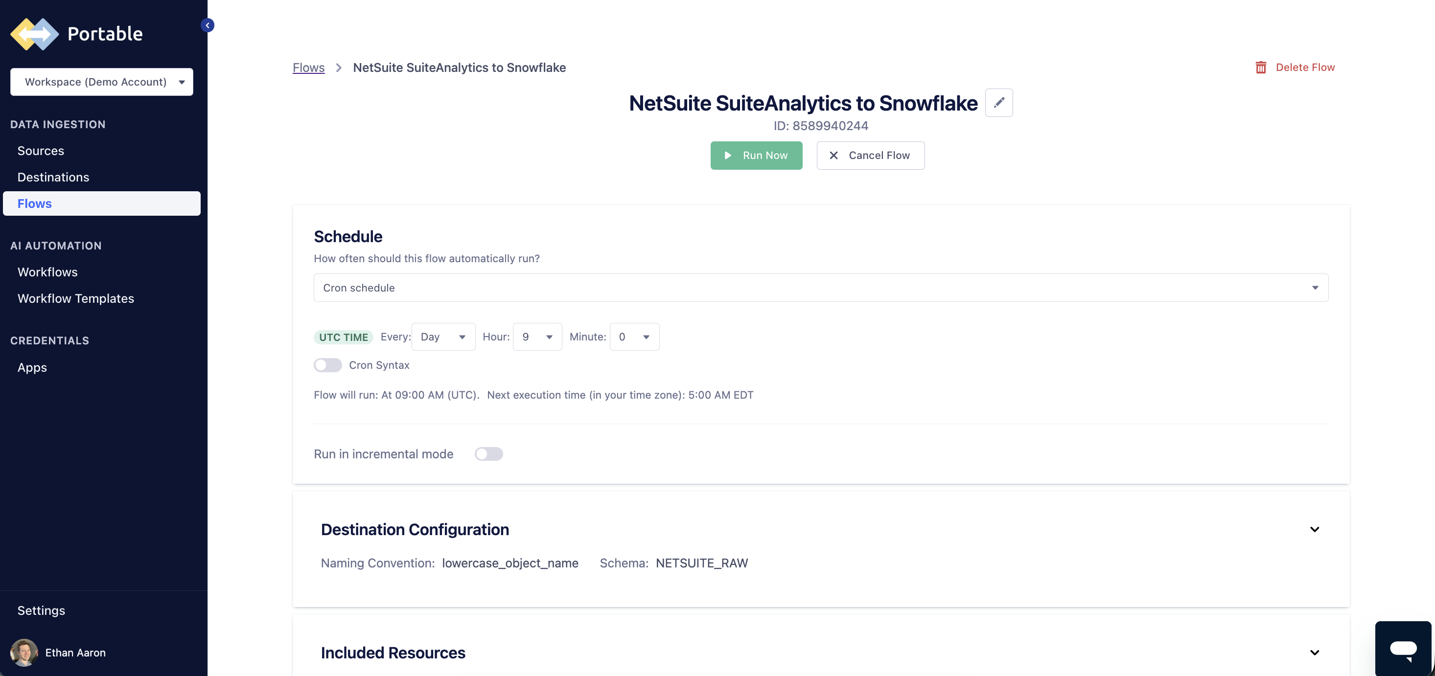 Set Pipeline Sync Schedule and Incremental Mode Properties